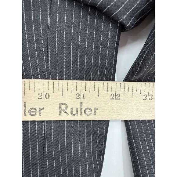 Stafford Suit 42L Gray‎ Charcoal Pinstripe Wool Silk Pants 36 Waist Pleated NEW